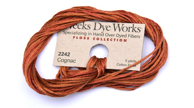 Cognac 2242 Weeks Dye Works 6-Strand Hand-Dyed Embroidery Floss