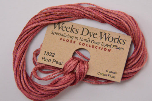 Red Pear 1332 Weeks Dye Works 6-Strand Hand-Dyed Embroidery Floss