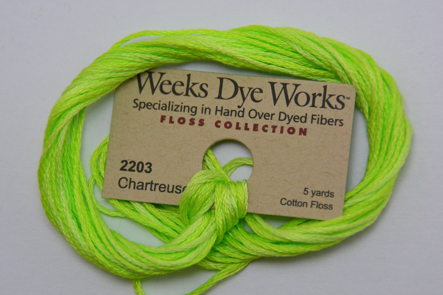 Chartreuse 2203 Weeks Dye Works 6-Strand Hand-Dyed Embroidery Floss