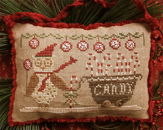 Delivering Peppermints and Candy Canes Cross Stitch Pattern Homespun Elegance