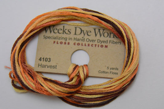 Harvest 4103 Weeks Dye Works 6-Strand Hand-Dyed Embroidery Floss