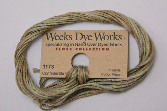 Confederate Gray 1173 Weeks Dye Works 6-Strand Hand-Dyed Embroidery Floss