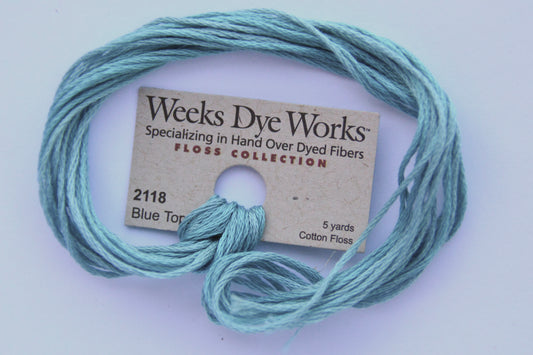 Blue Topaz 2118  Weeks Dye Works 6-Strand Hand-Dyed Embroidery Floss