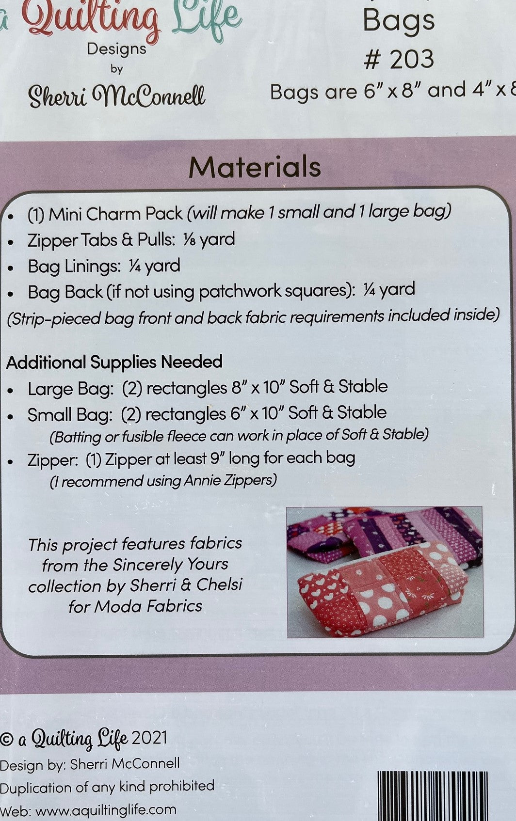 Everyday Zip Bags Pattern by A Quilting Life