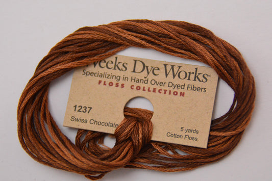 Swiss Chocolate 1237 Weeks Dye Works 6-Strand Hand-Dyed Embroidery Floss