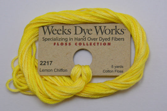 Lemon Chiffon 2217 Weeks Dye Works 6-Strand Hand-Dyed Embroidery Floss