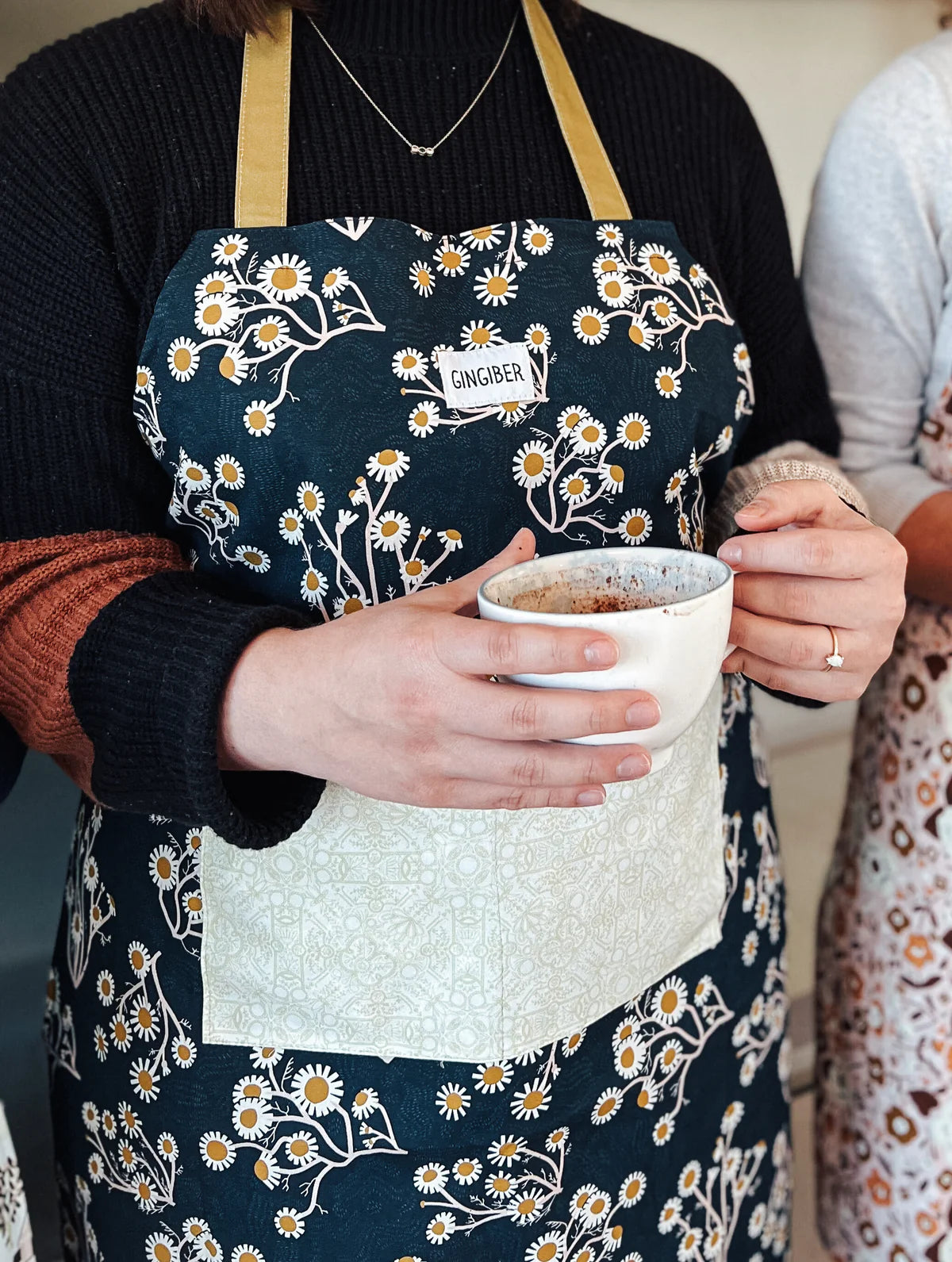 Gingiber Golden Blue Floral Apron