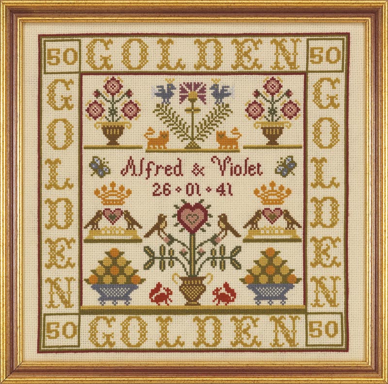 Golden Anniversary Sampler Cross Stitch Kit Historical Sampler Company