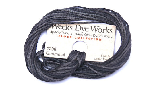 Gunmetal 1298 Weeks Dye Works 6-Strand Hand-Dyed Embroidery Floss