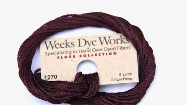 Rum Raisin 1270 Weeks Dye Works 6-Strand Hand-Dyed Embroidery Floss