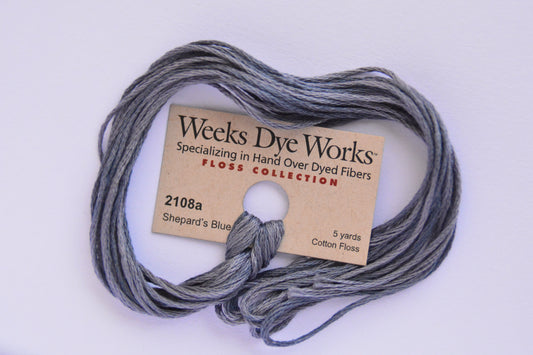 Shepards’s Blue 2108a Weeks Dye Works 6-Strand Hand-Dyed Embroidery Floss