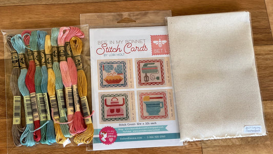 Stitch Card I Cross Stitch pattern, Thread and Lugana Kit curated by The Rural Stitch Co