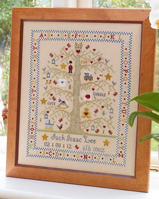 Tree A-Z Birth Sampler - Boy Cross Stitch Kit Historical Sampler Company