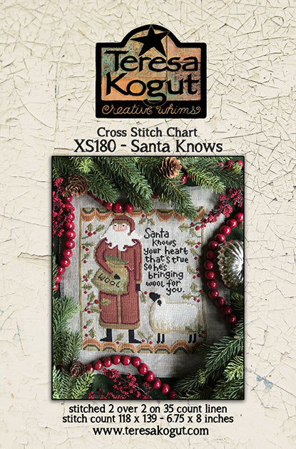 Santa Knows Cross stitch pattern by Teresa Kogut