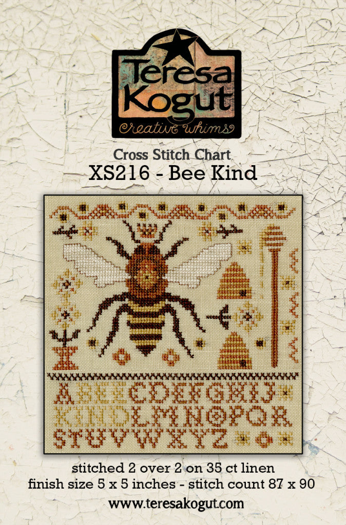 Bee Kind Cross stitch pattern by Teresa Kogut