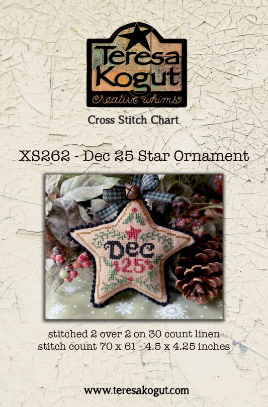 Dec 25 Star Ornament Cross stitch pattern by Teresa Kogut