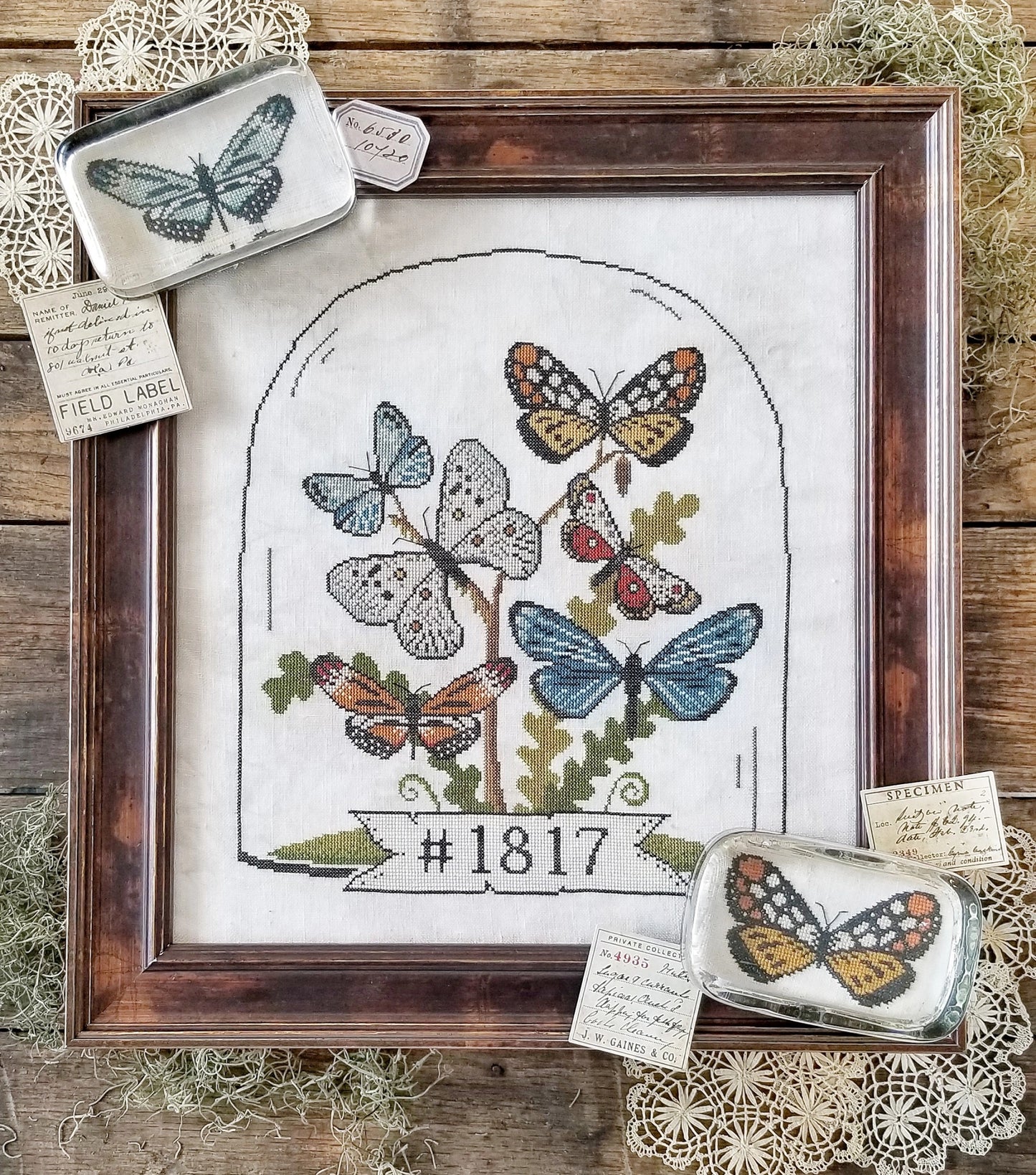 Butterfly Cloche Cross Stitch Pattern Hello from Liz Mathews